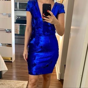 Dress the Population Blue Sequin Zoe Dress
